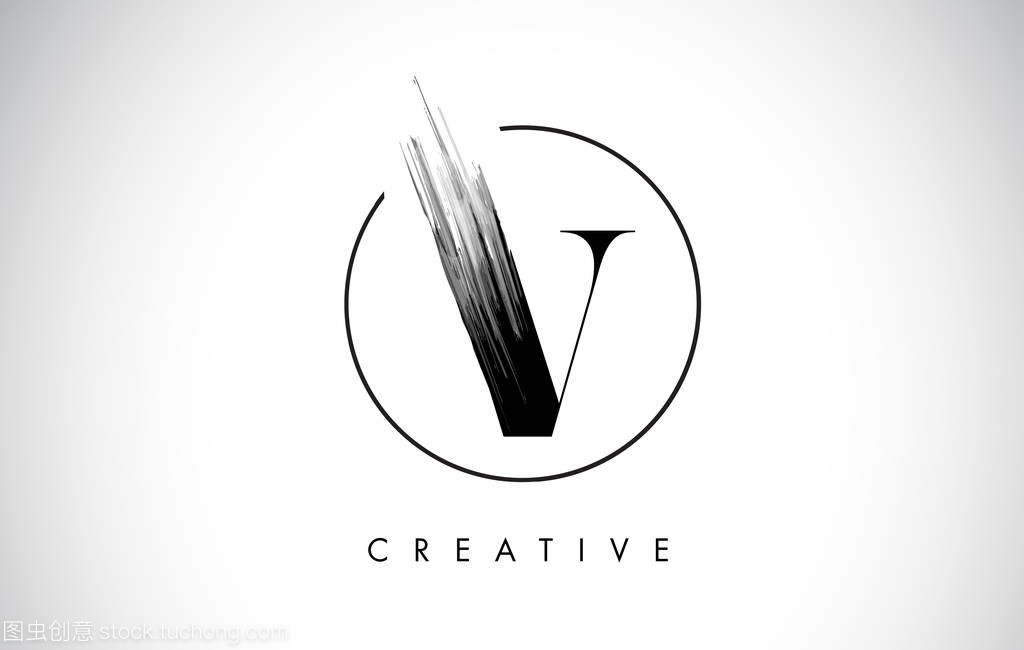 V 畫筆描邊字母標志 黑漆標志字母圖標的設計與代理